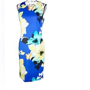 Vince Camuto Blue Floral Sleeveless A-Line Dress, Size 8